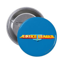 Justice League Thin Name and Shield Logo Pinback Buttons