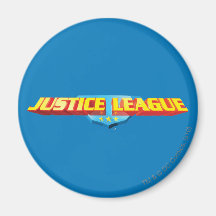 Justice League Thin Name and Shield Logo Fridge Magnet