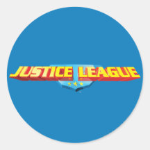 Justice League Thin Name and Shield Logo Round Sticker