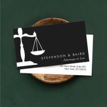 Justice Scale  Attorney Black and White Business Cards