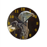 Juvenile American Bald Eagle Round Clocks