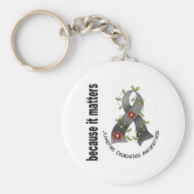 Juvenile Diabetes Flower Ribbon 3 Keychains