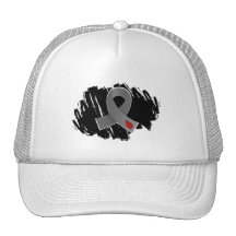 Juvenile Diabetes Grey Ribbon With Scribble Mesh Hats