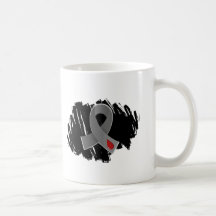 Juvenile Diabetes Grey Ribbon With Scribble Mug