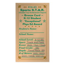 K16-4D Sports S.T.A.R. ~Bronze Card~ HS 100ct Business Cards