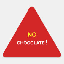 k3 - Food Alert ~ NO CHOCOLATE. Triangle Sticker
