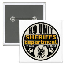 K9 Unit Sheriff's Department Pinback Buttons