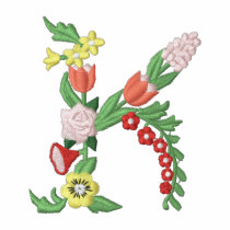 K floral monogram embroidered womens polo shirt