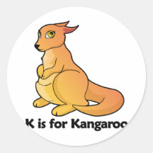 K is for Kangaroo Round Stickers