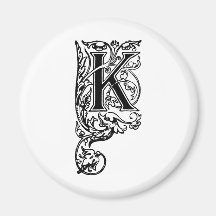 K The Decorative Letter Refrigerator Magnets
