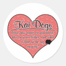 Kai Dog Paw Prints Humour Round Stickers