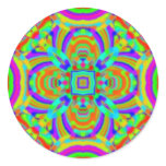 Kaleidoscope pattern neon graphic 1 round stickers