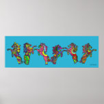 Kaleidoscope Ponies - Blue  Poster