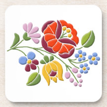 Kalocsa Embroidery - Hungarian Folk Art Drink Coaster