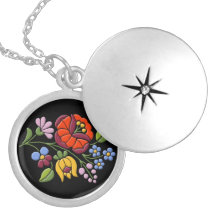 Kalocsa Embroidery - Hungarian Folk Art locket