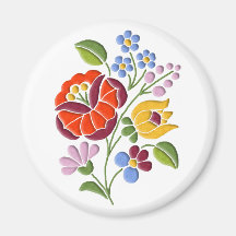 Kalocsa Embroidery - Hungarian Folk Art Refrigerator Magnet