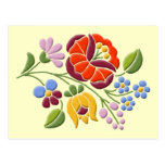 Kalocsa Embroidery - Hungarian Folk Art Post Card