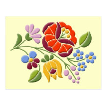 Kalocsa Embroidery - Hungarian Folk Art Post Card