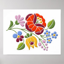 Kalocsa Embroidery - Hungarian Folk Art Poster