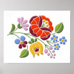 Kalocsa Embroidery - Hungarian Folk Art Poster