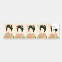 Kamoshita, Maiko Japanese Woodblock Print Bumper Sticker