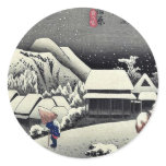 Kanbara by Ando, Hiroshige Ukiyoe Round Sticker