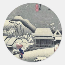 Kanbara par Ando, Hiroshige Ukiyoe Autocollant