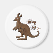Kangaroo and Baby Kangaroo in Pouch Magnets