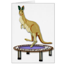 Kangaroo and Trampoline Greeting Cards