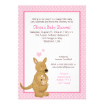 Kangaroo Baby Shower Invitation with Pink Dots invitations