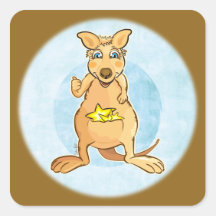 kangaroo brown square sticker