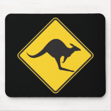 Kangaroo Caution Sign Mouse Pads