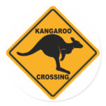 Kangaroo Crossing Sign Round Sticker