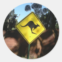 Kangaroo Crossing T-Shirts, Cards and Gifts! Round Sticker