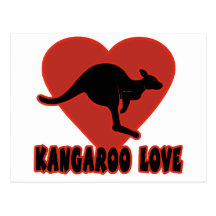 Kangaroo Love Heart Postcard