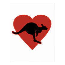 Kangaroo Love Red Heart Postcards
