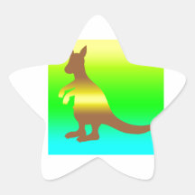 Kangaroo Silhoutte fresh yellow and green Star Sticker