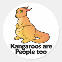 Kangaroos are people too round stickers