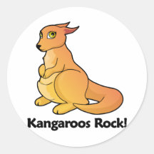 Kangaroos Rock! Round Stickers