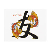 Kanji Koi Fish Friend Post Cards