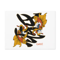 Kanji Koi Fish Love Post Card