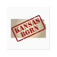 Kansas Born - Stamp on Map Gallery Wrap Canvas