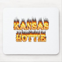 Kansas Hottie fire and flames Mouse Pads