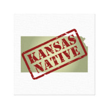 Kansas Native Stamped on Map Gallery Wrap Canvas