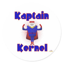 Kaptain Kernel Popcorn Superhero Round Sticker