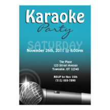 Karaoke Party Blue Invitations