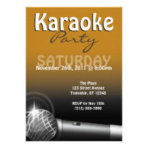 Karaoke Party Orange Invitations
