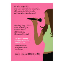 KARAOKE Singing Party Girls Night Out Birthday Personalized Invites