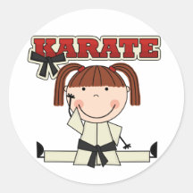KARATE - Brunette Girl T-shirts and Gifts Round Sticker
