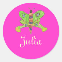 Karate Kat butterfly ID--to personalize Round Sticker